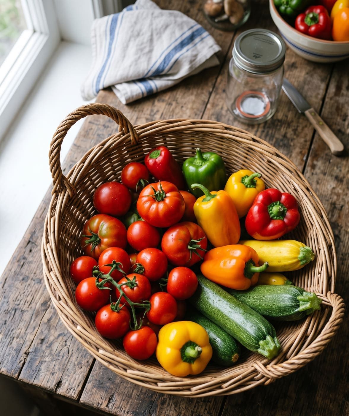 Panier de légumes frais apportés pour la mise en conserve